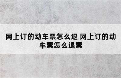 网上订的动车票怎么退 网上订的动车票怎么退票